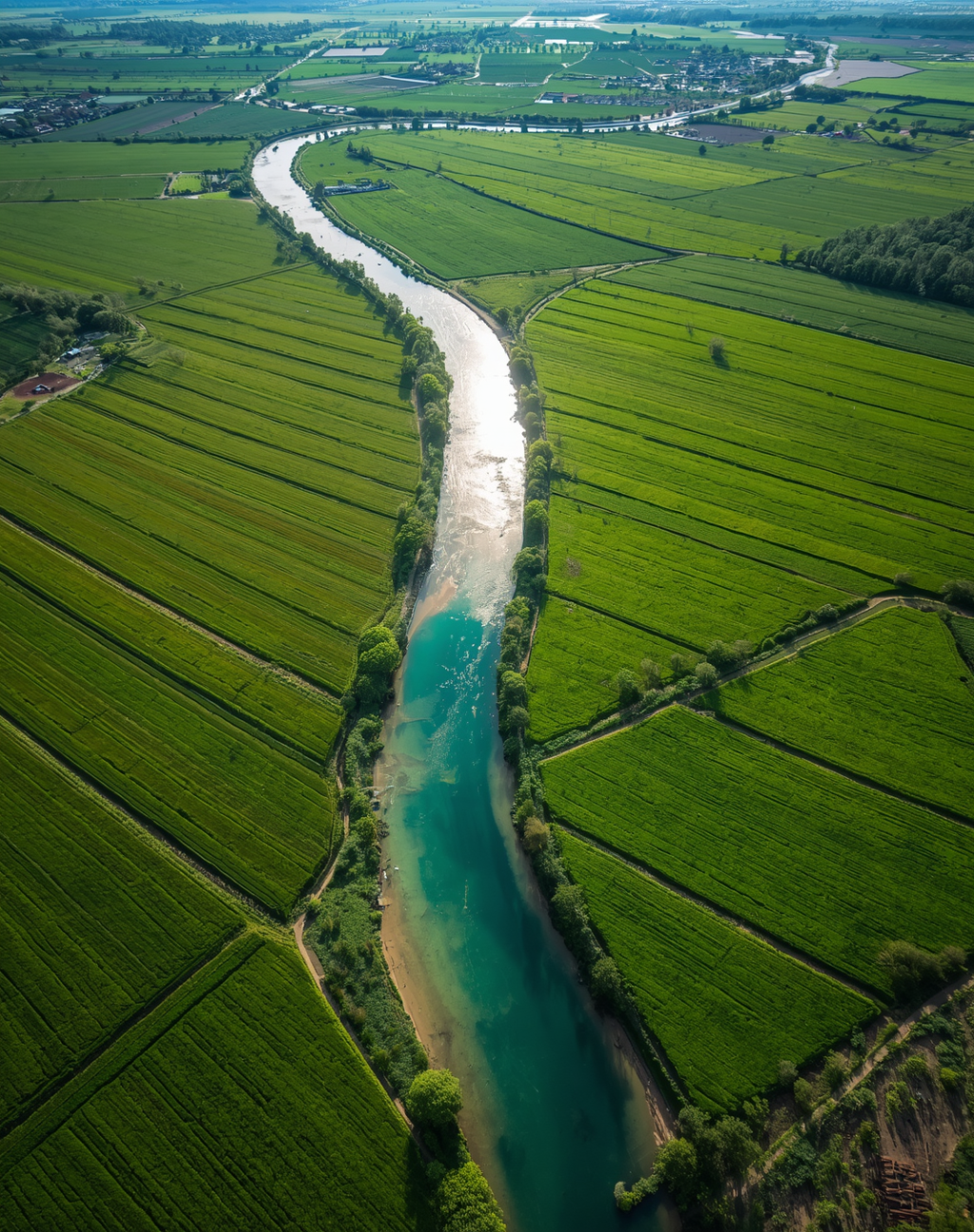 Water moving through productive agricultural land